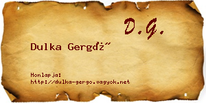 Dulka Gergő névjegykártya